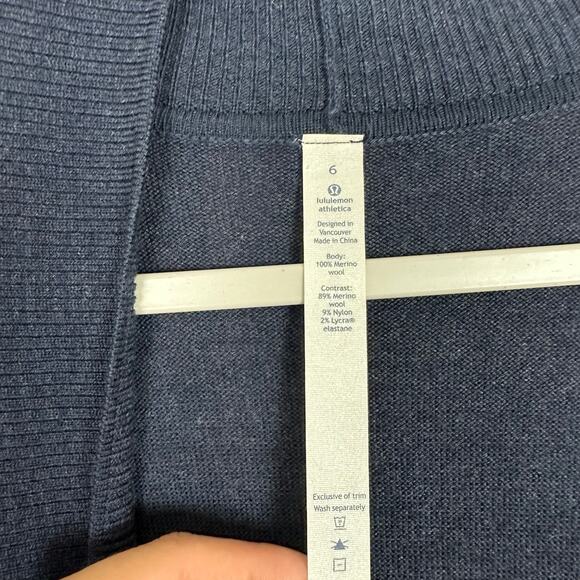 Lululemon Merino Wool Cardigan Long Sleeve Blue Womens Size 6 - Picture 5 of 7